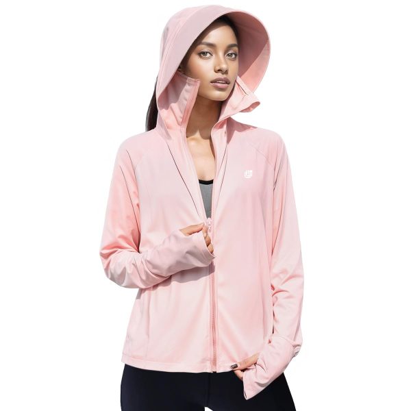 Venzina® Women's UPF 50+ Lightweight Athletic Jacket UV Sun Protection Full Zip Cooling Hoodie Long Sleeve Sunscreen Protective Clothing for Women for Outdoor Hiking, S-XL