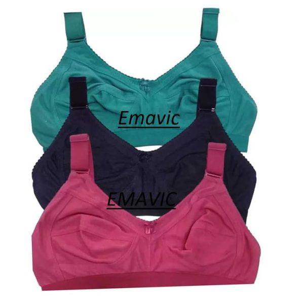 Emavic Women's Cotton Blend C-Cup Non-Padded Heavy Bust Seamless Minimizer Full Coverage Non-Wired T-Shirt Everyday Bra Combo Pack of 3
