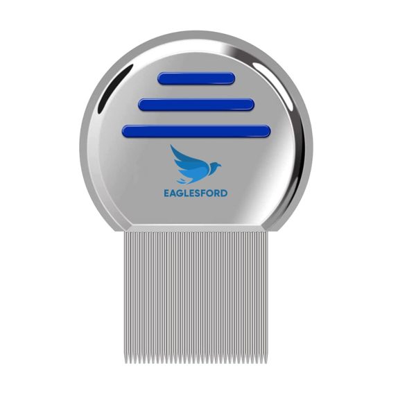 EaglesFord Stainless Steel lice comb Treatment for Head Egg Removal Metal Easy to Use Reusable for School Kids Women and Pet |Random Color (Pack of 1)