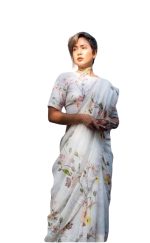 C J Enterprise Women’s Pure Soft Cotton Saree Linen For Silk Sarees Latest Party Design Wear Kalamkari Wedding Sadi With Blouse Piece Sari South Mulmul ikkat Mul Print 2025 New (Baby Cut White)