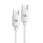 ZEBRONICS Type C to Type C Strong Braided Cable, 60W PD Fast Charging Cable, for iPhone 16 Series, 15 Series, iPad, MacBook, Samsung, Other Android Devices, Data Sync, 1M (ZEB-TT60+), White
