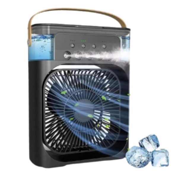 Mabron 【15 Years Warranty】 Portable Air Conditioner Fan. This black air fan features a 500 ml water tank, USB personal cooler, mini humidifier with 7 colors LED light, 3 timer options_M1