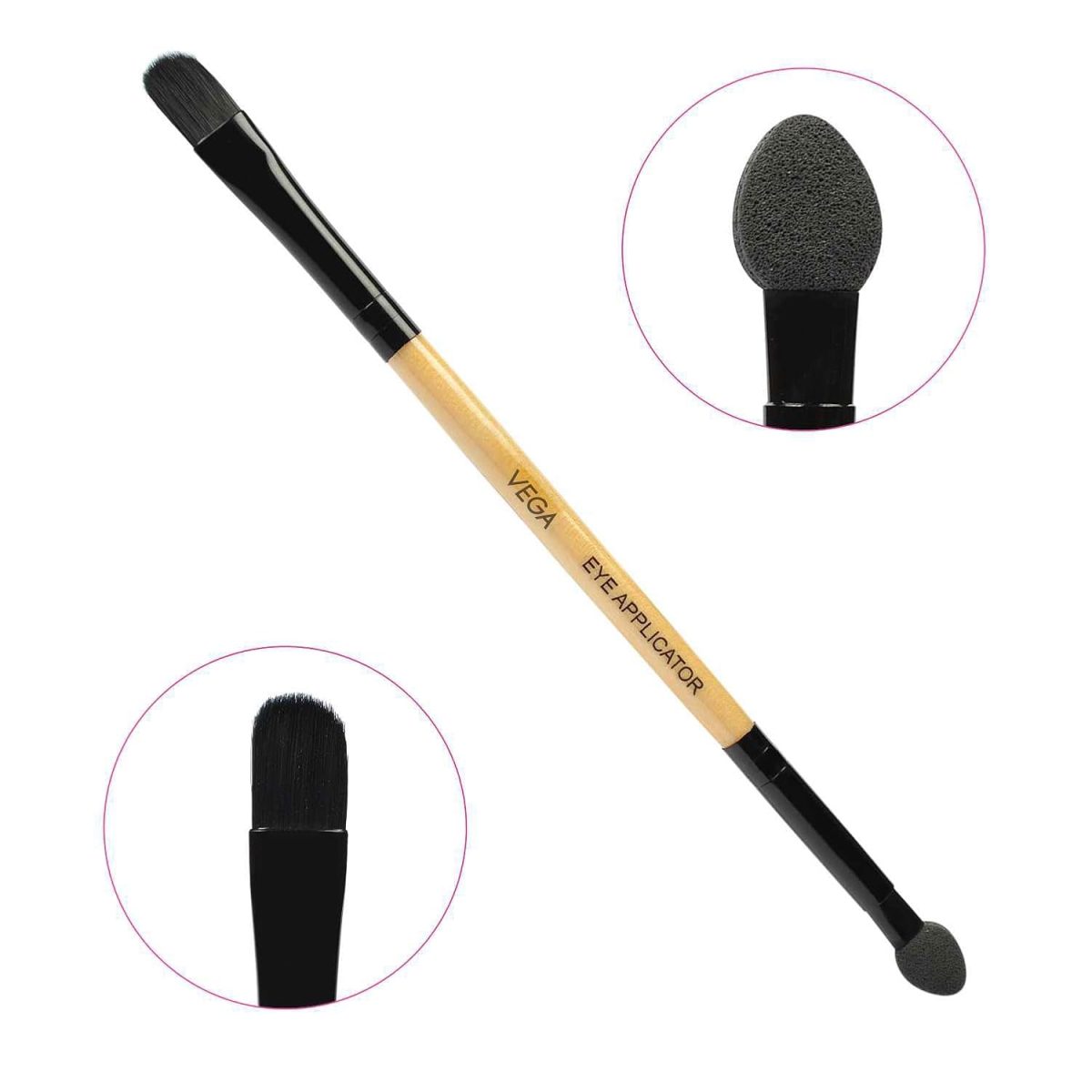 VEGA 2 In 1 Mini Makeup Brush with Eye Shadow & Eye Applicator, (DMB-01) Brown - Image 2