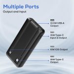 pTron Dynamo Bolt 20000mAh 35W Super Fast Charging, USB Type-C Input Power Bank Compatible with QC3.0/PD3.0 (Power Delivery),Built-in Charging Cables,4 Charging Outputs,Type-C Input/Output Port(Black) - Image 6