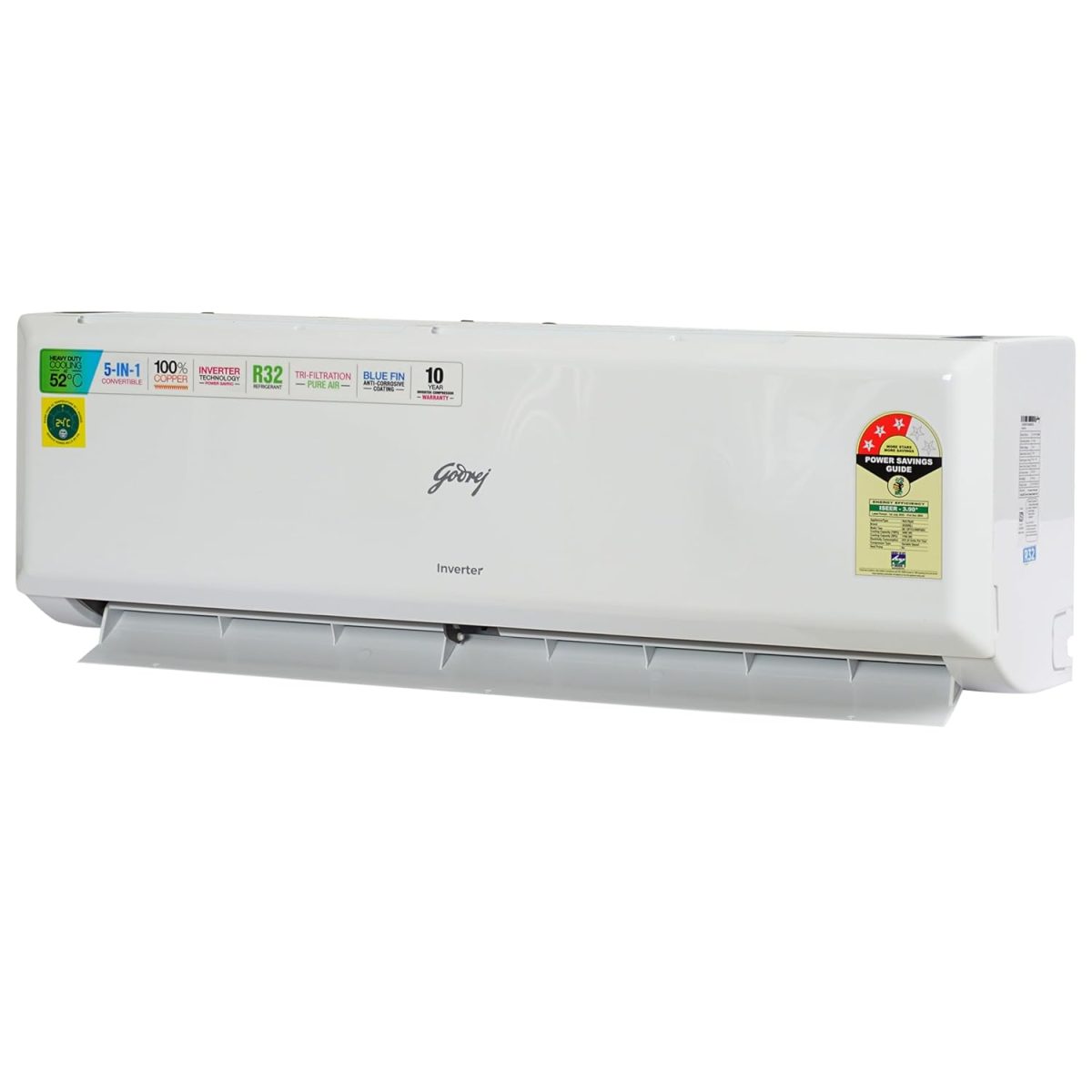 Godrej 1 Ton 3 Star Inverter Split AC (Copper, 2024 model, 5-in-1 convertible, Nano-Coated anti-viral filter AC 1T SIC 12PTC3-WWP, White) - Image 3