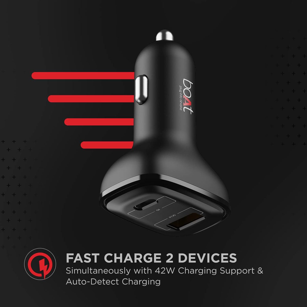 boAt Dual Port Qc-Pd 24W Fast Car Charger with 24W Fast Pd Charging & 18W Qc Charging Compatible with All Smartphones, Tablets & Laptops (Free Type C to Type C Cable), Black - Image 4