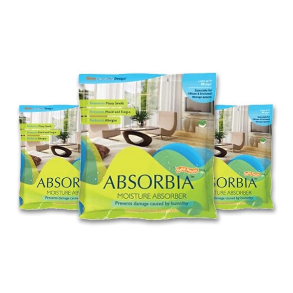 Absorbia Moisture Absorber Refill Pouch for Reusable Box Pack of 3 (800ml Each) | Moisture Absorber for Wardrobe | Dehumidifier for Room Moisture | Air Freshener for Room, Toilet | Moisture Absorbers