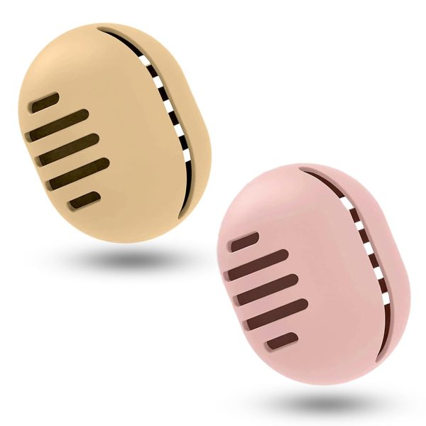 Homeaura Beauty Blender Sponge Holder Silicone Double Sided Breathable Shatterproof Makeup Sponge Holder Potable Travel Case | Pack of 2 |Khaki & Pink|