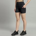 Mehrang High Waist Workout Shorts for Women, Midnight Sky, Bike Shorts with Elastic Waistband and Pockets, - Image 4