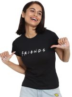 Bewakoof Official Friends Merchandise Women's 100% Cotton Printed Slim Fit Round Neck T-Shirt