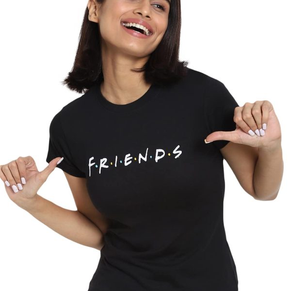 Bewakoof Official Friends Merchandise Women's 100% Cotton Printed Slim Fit Round Neck T-Shirt