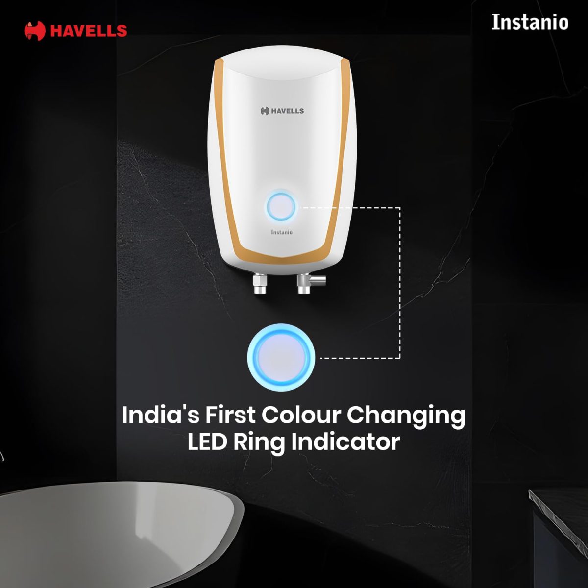 Havells Instanio 3L Instant Water Heater(Geyser)|Temp. Sensing LED Indicator| Rust & Shock Proof Body| ISI Marked|Warranty:5 year on Inner Tank| High Rise Compatible(White Mustard) - Image 5