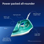 Philips Speed Pro DST3030/70 Steam iron 2400 W Green World's No.1 Ironing brand, 40g/min Steam with 180g Steam Boost Ceramic Soleplate with Auto Shut-off & Drip Stop Technology, Large 300ml Water Tank - Image 6