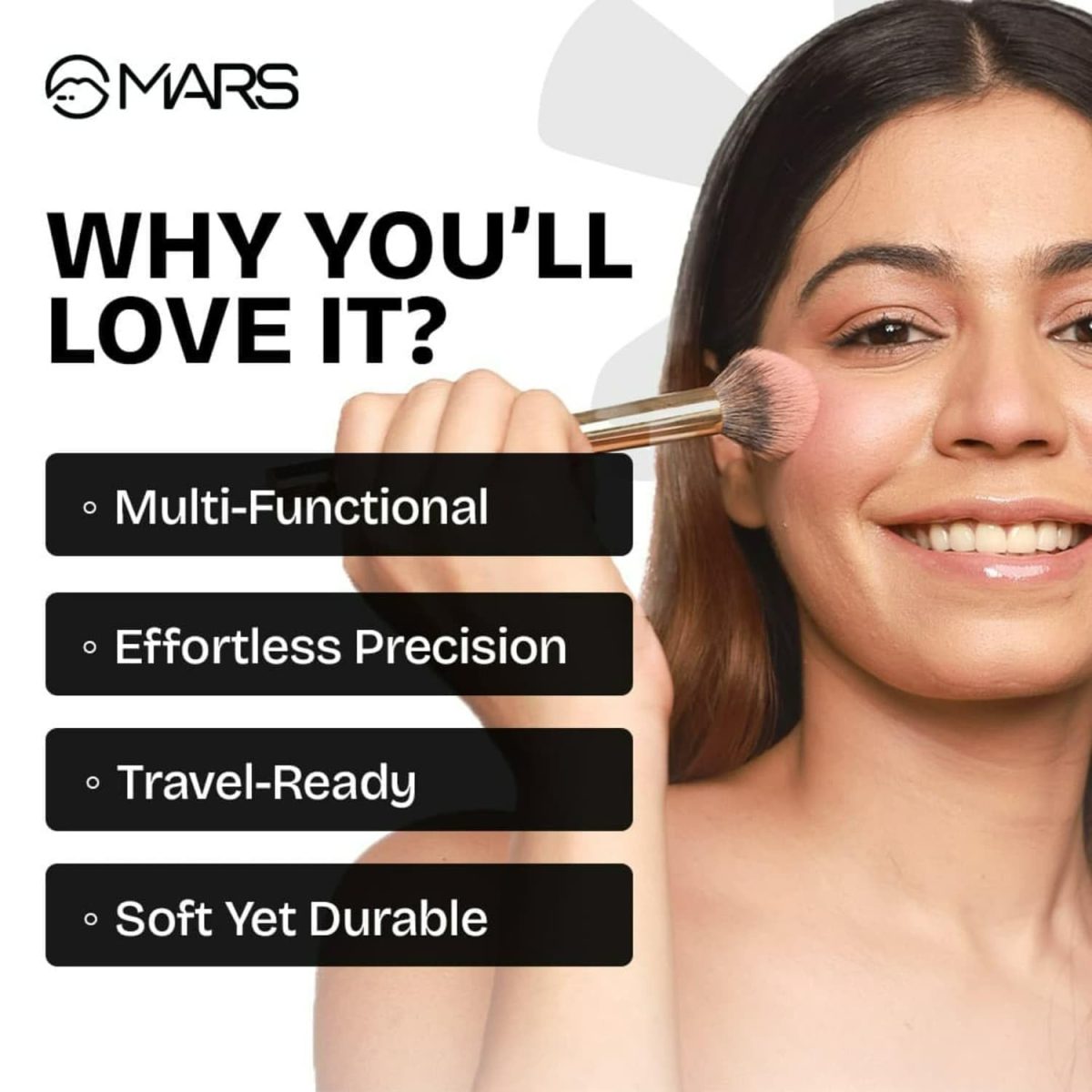 MARS Penta Perfect Set of 5 Makeup Brush Set with Holder | Long-Lasting Soft & Synthetic Bristles | Versatile Use | Precise Application for Face, Eyes & Brows (WHITE) - Image 4