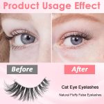 MAYCREATE® 7 Pairs False Eyelashes Natural Cat Eye Half Lashes Fluffy Wispy Clear Band 3D Faux Mink Lashes Pack Soft Strips Handmade Soft Fake Eyelashes - Image 5