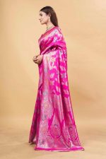 Sugathari Women's Rama Green kanjivaram banarasi silk saree for Patola festival Wedding silk with rich pallu Design sarees for women with blouse piece (San JM) - Image 2
