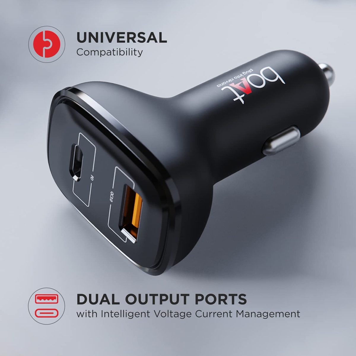 boAt Dual Port Qc-Pd 24W Fast Car Charger with 24W Fast Pd Charging & 18W Qc Charging Compatible with All Smartphones, Tablets & Laptops (Free Type C to Type C Cable), Black - Image 5