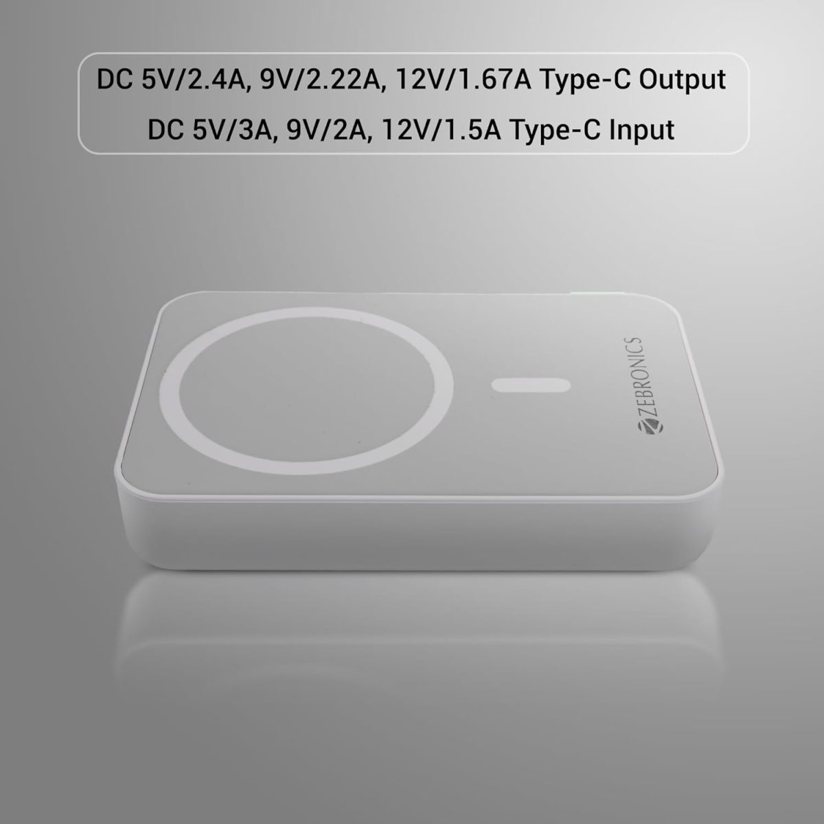 ZEBRONICS MW63 Wireless Power Bank, 10000 mAh, Rapid Charge, Magsafe, Outputs - 20W Wired | 15W Wireless, Type C PD, Built in Protections, LED Indicator, Compatible with iPhone -USB Type-C Input - Image 6