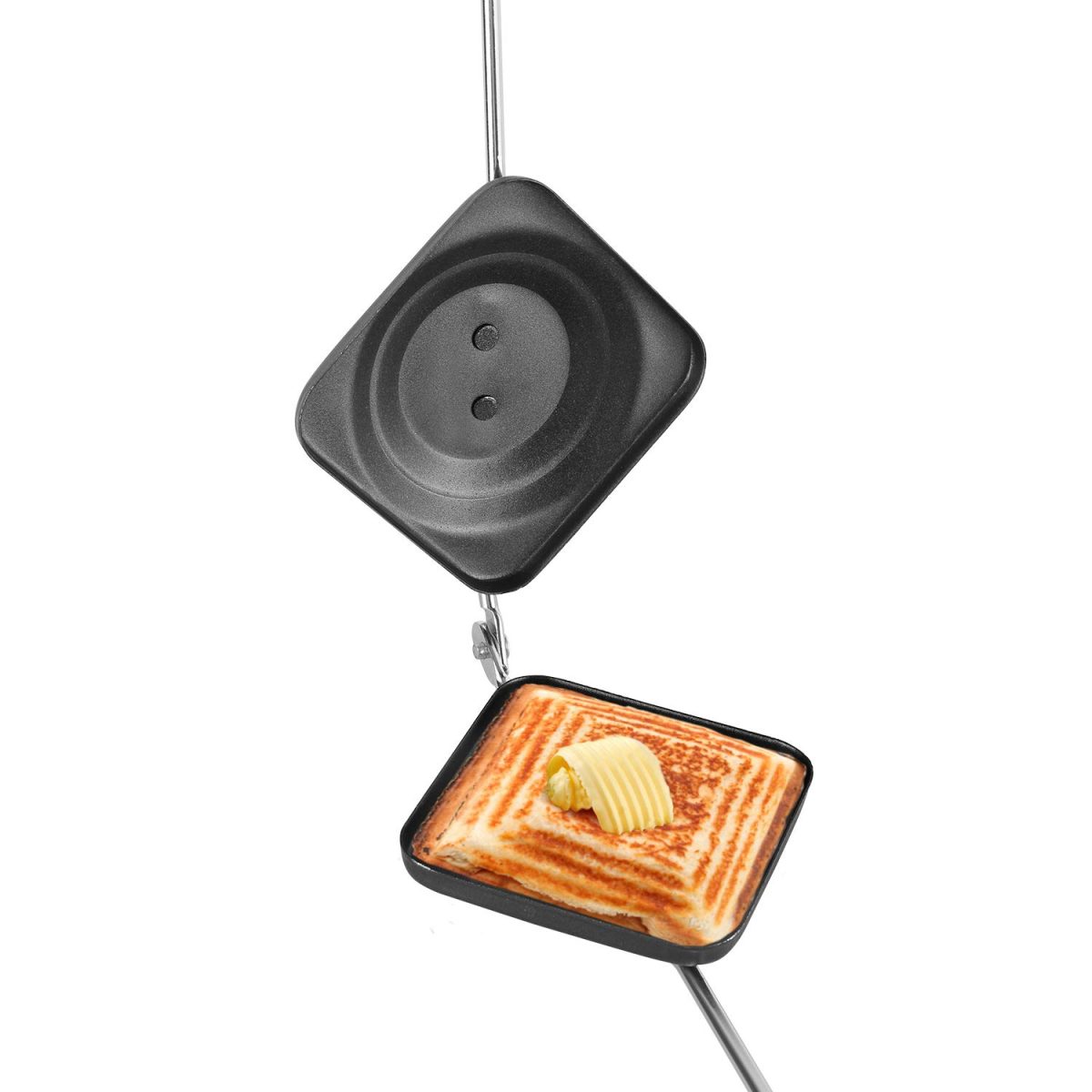 Cello Non-Stick Aluminium Sandwich Gas Toaster | Compatibility with Gas Stoves | Flame-Proof Design | Heat-Resistant Handle | Sandwich Maker | Sandwich Toaster | Black - Image 2