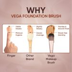 Vega Foundation Brush for Smooth Blending Makeup, Foundation Blender Makeup Brush, Full Coverage Seamless Looking Finish & Even Coverage Make up Brush, (MBN-01) - Image 5
