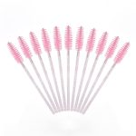 VOIISH 50 Pcs Mascara Wands Disposable Eyelash Brushes for Extensionss Eye Lash Applicator Makeup Tool Crystal Light Pink