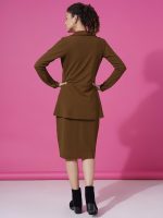 Selvia Western Dress for Women|Solid Lycra Western Dress for Women|Round Neck Shrug with Bodycon Dress for Women|Two Piece Knee-Length Dress for Women - Image 2