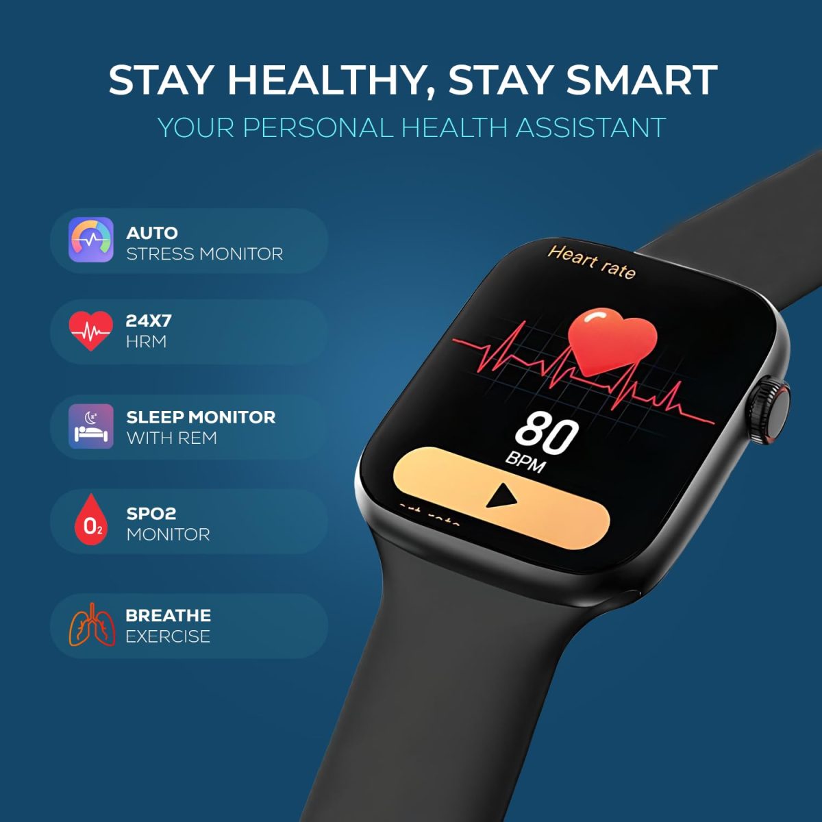 PunnkFunnk T500 Smart Watch for Men & Women | HD 1.83" Display | Bluetooth Calling | 100+ Sports Mode | Health Mode | Sleep Tracking | Compatible with All Android & iOS (Black Strap) - Image 4