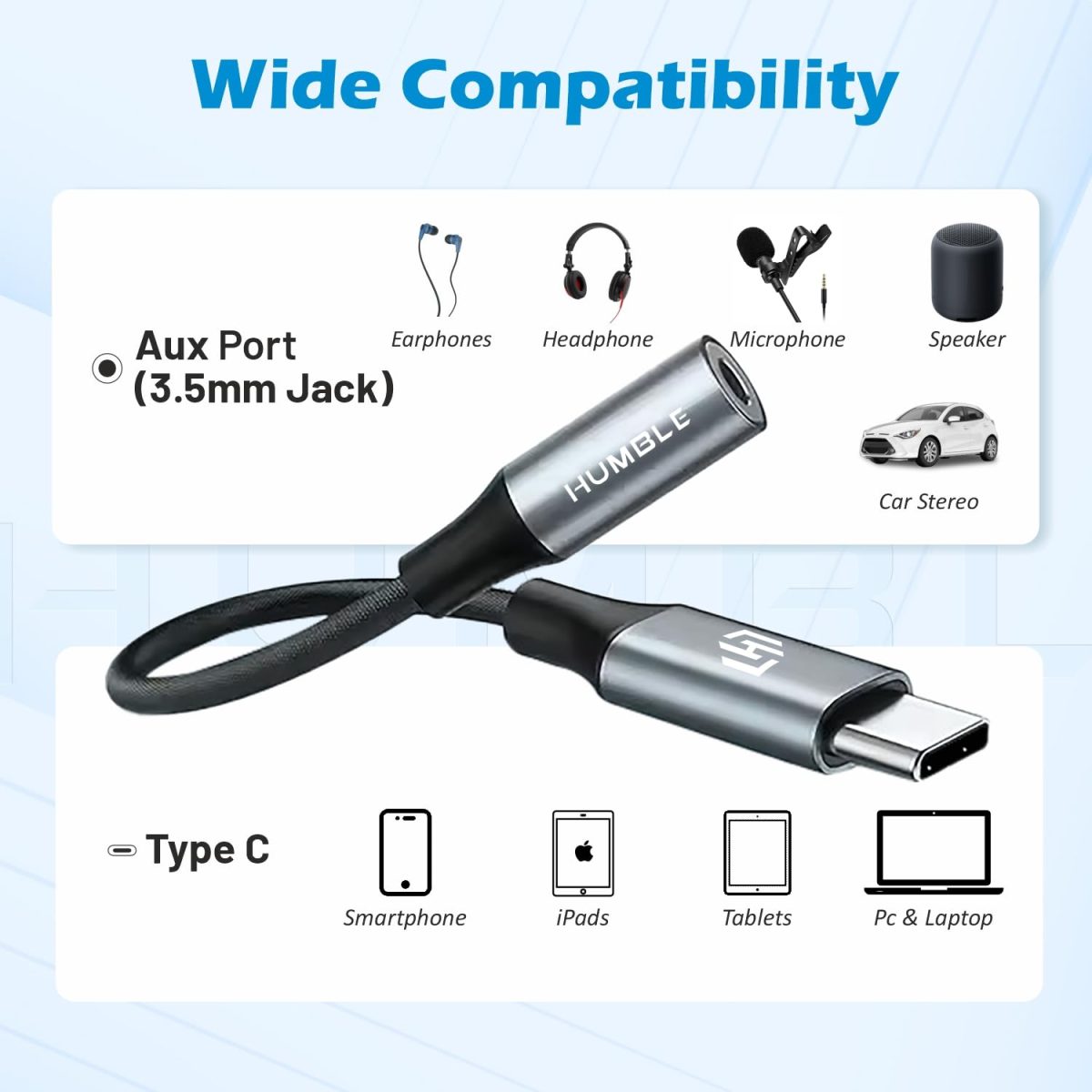 HUMBLE Type-C to 3.5mm Audio Jack Adapter with DAC – Compatible with iPhone 15 Pro Max/ 15 Pro/ 15 Plus, Galaxy S24/ S24 Ultra/ S23/ S23 Ultra/ S22/ S21, Flip/Fold, iPad Pro & Other Type C Devices - Image 5