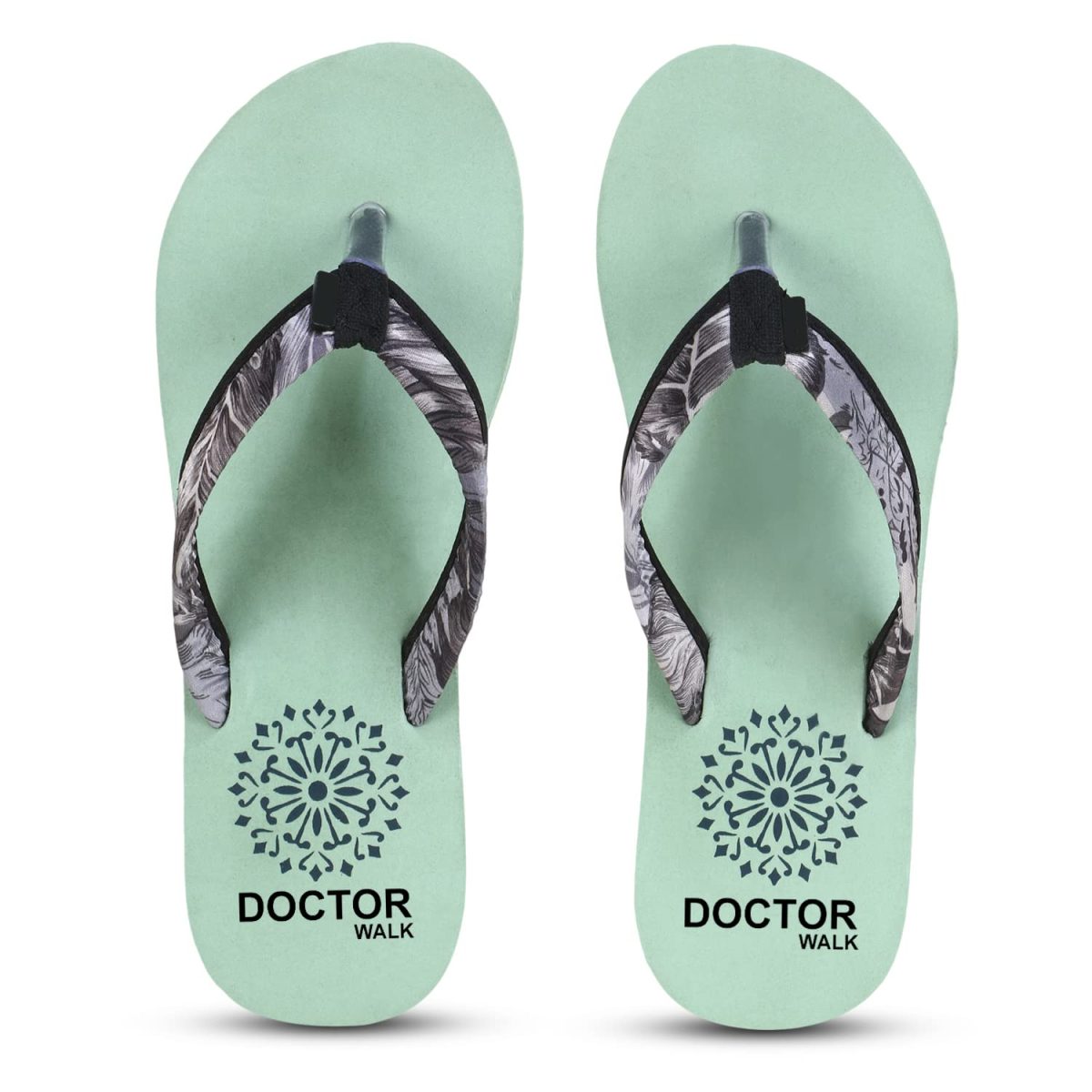DOCTOR WALK Women's Floral Print Flip Flops, Mint Green, Comfort Platform Sandals - Image 8