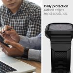 Spigen Rugged Armor Pro Case with Strap for Apple Watch Series 9 45mm, Apple Watch Series 8/7 45mm, SE2/6/SE/5/4 44mm - Black - Image 6