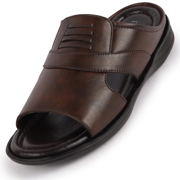 FAUSTO Men's Daily Indoor Outdoor Comfort Stitched Open Toe Slip On Slipper
