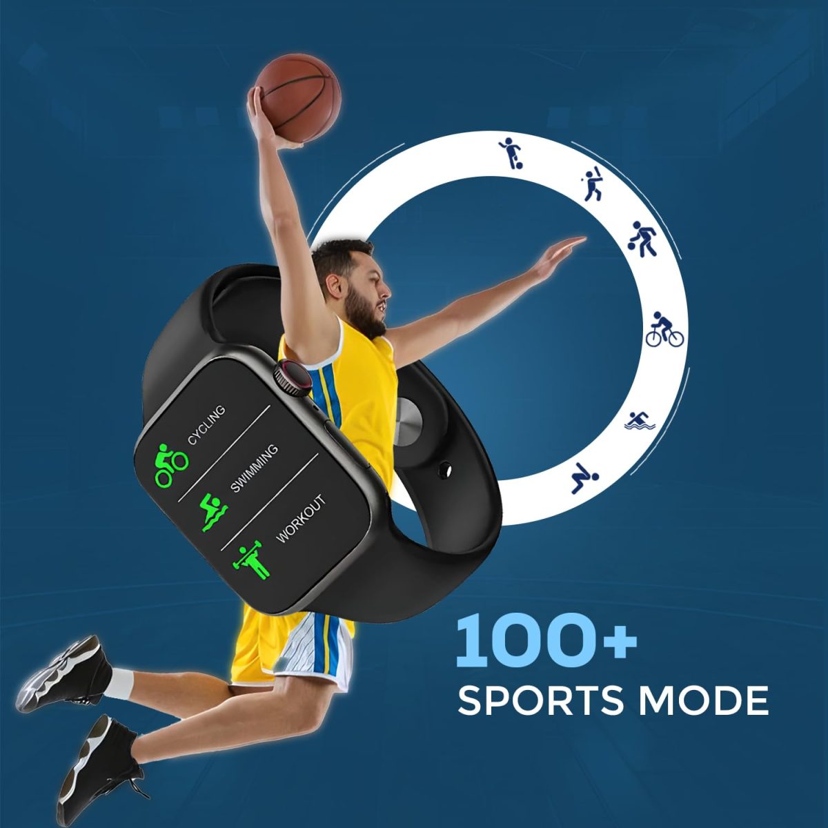 PunnkFunnk T500 Smart Watch for Men & Women | HD 1.83" Display | Bluetooth Calling | 100+ Sports Mode | Health Mode | Sleep Tracking | Compatible with All Android & iOS (Black Strap) - Image 2