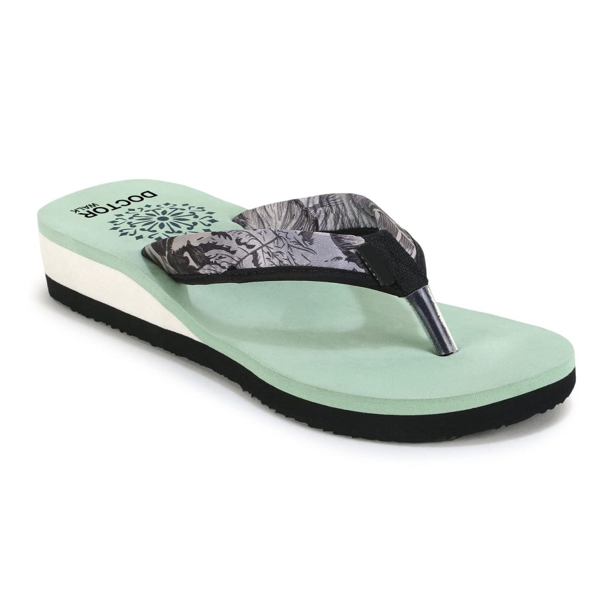 DOCTOR WALK Women's Floral Print Flip Flops, Mint Green, Comfort Platform Sandals - Image 6