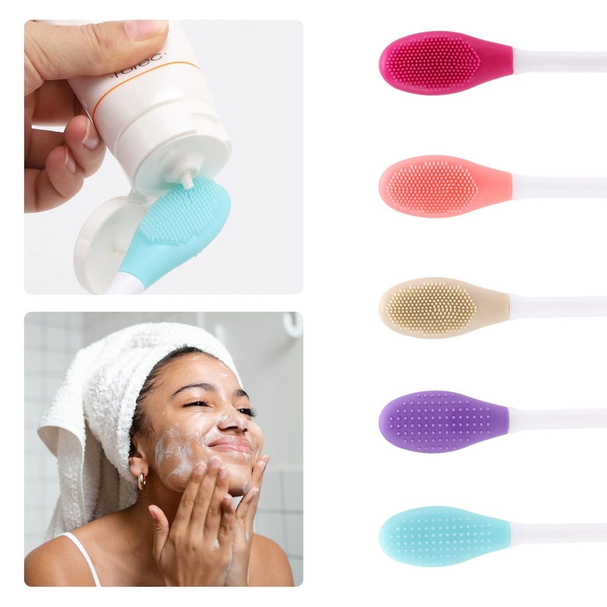 Kotinax Silicone Face Mask Applicator, Oval Brush & Wand for Mud, Charcoal, Clay Masks, Soft Makeup Beauty Tool (2 Packs, Multicolor) - Image 3