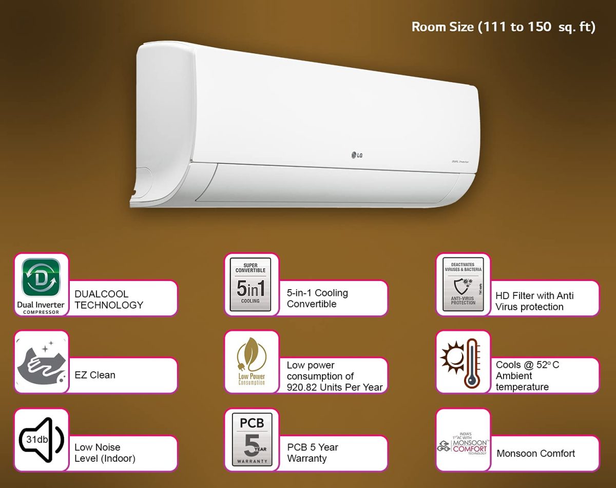 LG 1.5 Ton 4 Star Inverter Split AC (Copper, 5-in-1 Convertible Cooling, HD Filter with Anti-Virus Protection, 2021 Model, MS-Q18KNYA, White), large - Image 2
