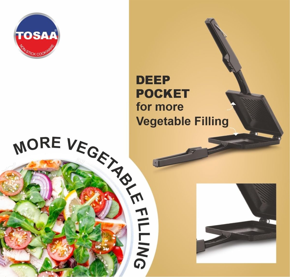 TOSAA TSTSOLO Solo Regular Gas Sandwich Toaster Non-Stick Aluminium | Compatibility with Gas Stoves | Flame-Proof Design | Heat-Resistant Handle | Sandwich Maker | Black - Image 10