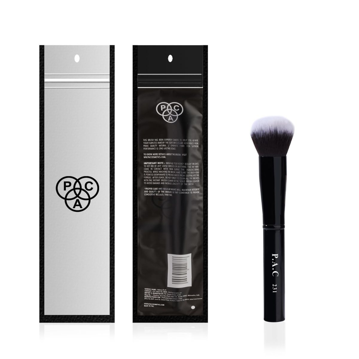 PAC Foundation Blending Brush 231 | Synthetic Bristle Makeup brush | Face Brush for Cream, Liquid And Powder Formulation | Medium Coverage Application | Black - 1 Brush - Image 5