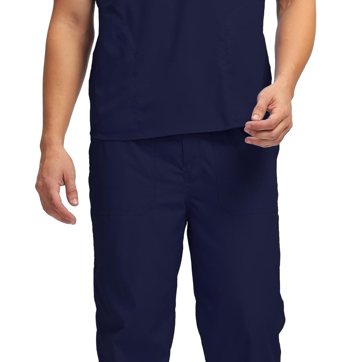 KNYA Classic Men's 5-Pocket Mandarin Collar Scrub Suit| Regular fit | Short Sleeves | For Doctors (XL, Navy Blue) - Image 9