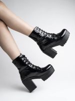 Shoetopia Women & Girls Lace Up Block Heeled Western Boots - Image 2
