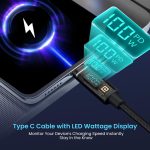Portronics Konnect View 100W Type C to Type C Cable with LED Display with 5A Max Output, Fast Data Sync, 2M Length, Tangle Resistance supports Laptop Charging(Black) - Image 5