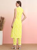 INDO ERA Women's Printed Pure Cotton Straight Kurta Pant Set (Ks0Gn5482) - Image 4