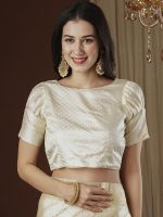 AKHILAM Women's Satin Silk Ethnic Motif Woven Design Saree With Unstitched Blouse (ARYA4401_FL_Parent) - Image 7