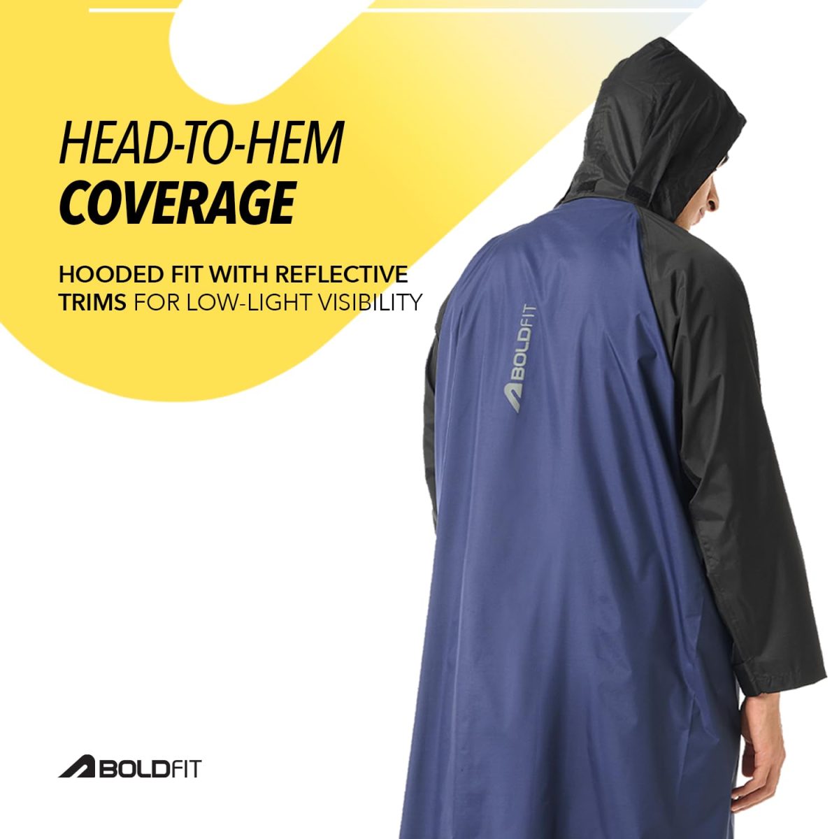 Boldfit Rain Coat For Men Waterproof Unisex Full Length Raincoat Long Raincoat For Women Top Easy Adjustable, Waterproof Bike Riding Poly Micro GuardianX - Image 3