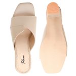 Double Cut Heeled Sandals Square Toe Sandals Slip On Fashion Wedding Chunky Block Mule Heels for Women - Image 4