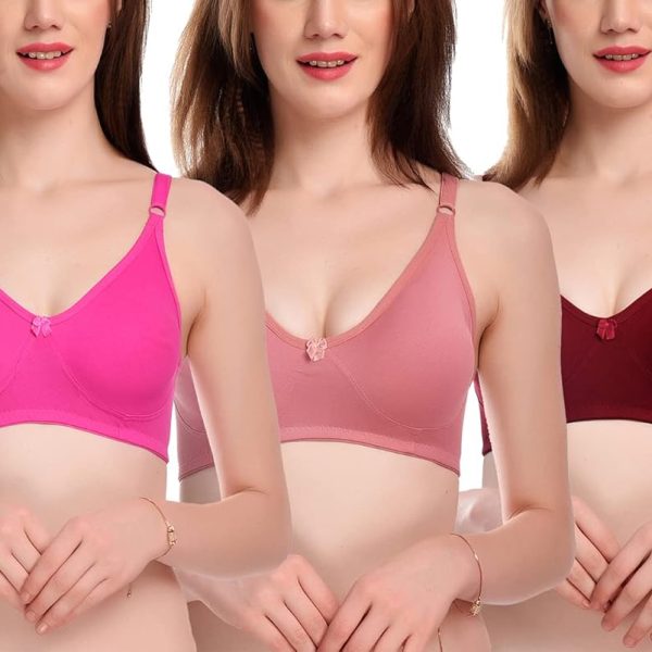 Viral Girl Women's Non-Padded Cotton Hosiery Full Coverage Bra (Pack of 3)(Canny-Bra)