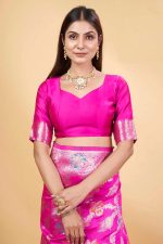 Sugathari Women's Rama Green kanjivaram banarasi silk saree for Patola festival Wedding silk with rich pallu Design sarees for women with blouse piece (San JM) - Image 5