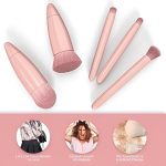 5 in 1 Mini Makeup Brush Kit with Mirror – Compact Cosmetic Case for Foundation, Blush, Eyeshadow – Portable Travel Makeup Brush Set for Women & Girls - Image 4