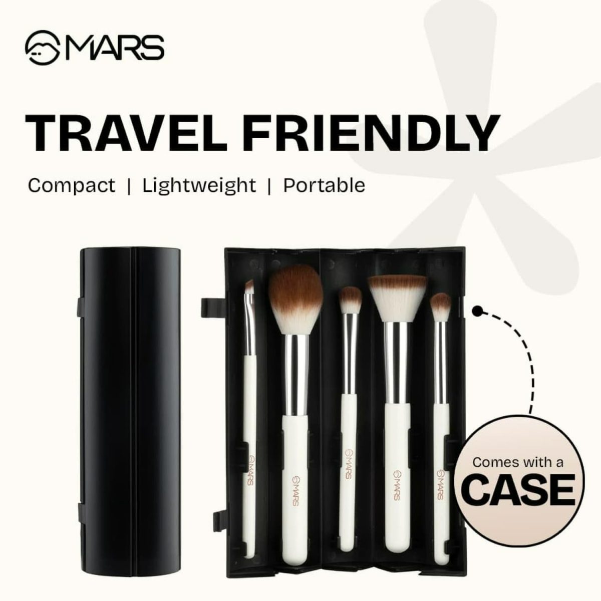 MARS Penta Perfect Set of 5 Makeup Brush Set with Holder | Long-Lasting Soft & Synthetic Bristles | Versatile Use | Precise Application for Face, Eyes & Brows (WHITE) - Image 7