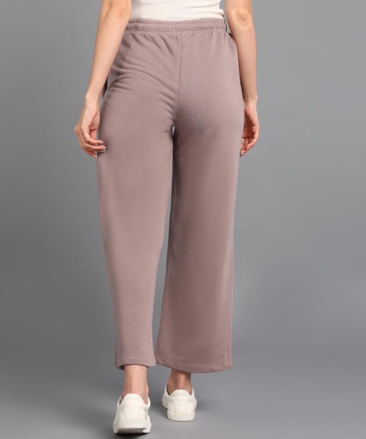 Alan Jones Clothing Women's Relaxed Fit Mid Rise Solid Wide Legs Track Pant - Image 5