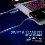 Portronics Konnect 240C 240W Futuristic Unbreakable Nylon Braided Type C Fast Charging Cable 2M Long, Supports Laptop and All Smartphones and Devices (Black) - Image 4